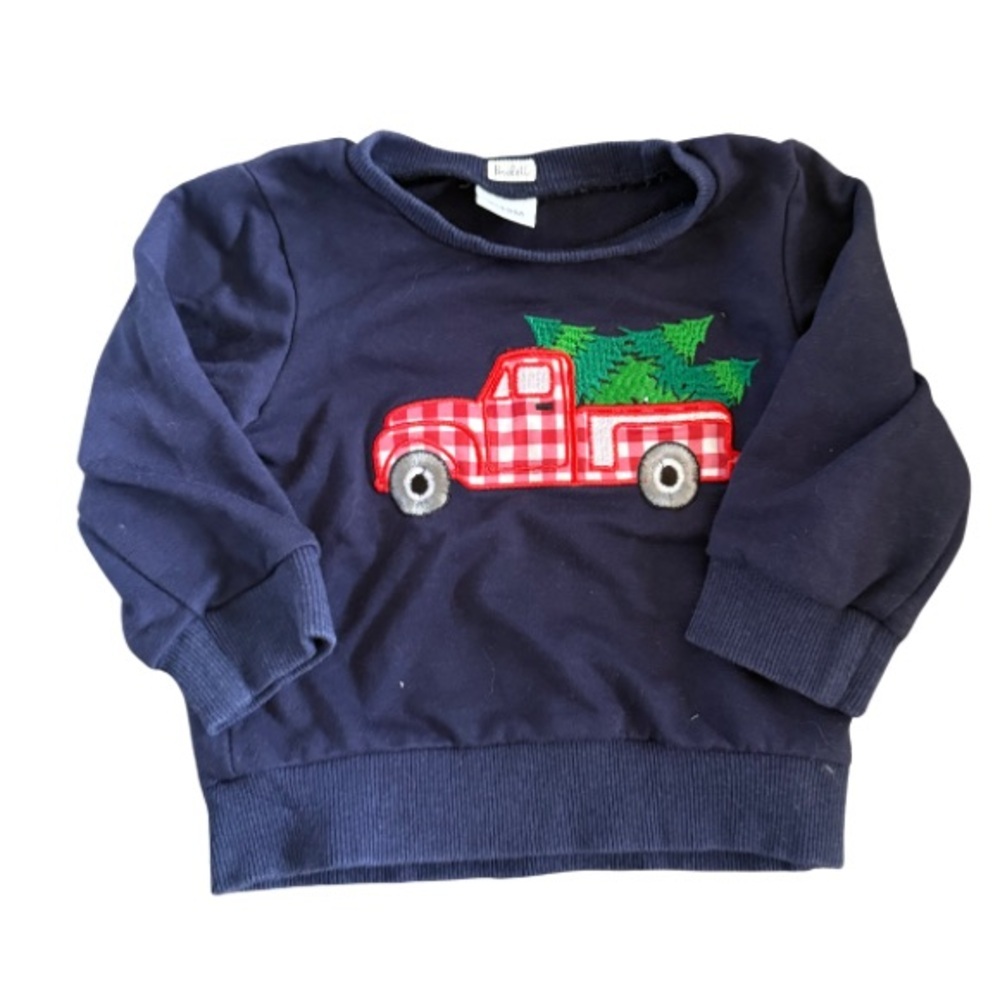 FREE WHEN BUNDLED Baby Christmas Navy Blue Kids Shirt with Red Truck Design
